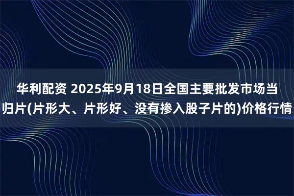 华利配资 2025年9月18日全国主要批发市场当归片(片形大、片形好、没有掺入股子片的)价格行情